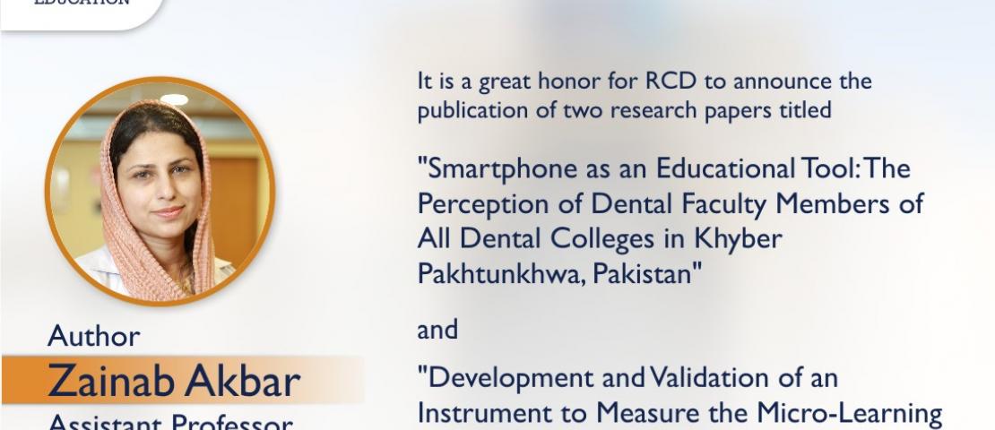  RCD's Dr. Zainab makes remarkable research contributions in dental education